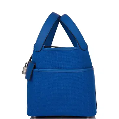 HERMÈS Hermes Picotin Cargo 18 Bleu France Swift and Toile Canvas Palladium Hardware | Thumbnail 5 HERMÈS Hermes Picotin Cargo 18 Bleu France Swift and Toile Canvas Palladium Hardware | Thumbnail 5