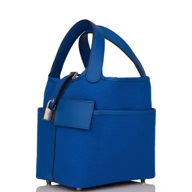 HERMÈS Hermes Picotin Cargo 18 Bleu France Swift and Toile Canvas Palladium Hardware | Thumbnail 6 HERMÈS Hermes Picotin Cargo 18 Bleu France Swift and Toile Canvas Palladium Hardware | Thumbnail 6