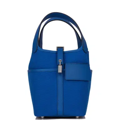 HERMÈS Hermes Picotin Cargo 18 Bleu France Swift and Toile Canvas Palladium Hardware | Thumbnail 1 HERMÈS Hermes Picotin Cargo 18 Bleu France Swift and Toile Canvas Palladium Hardware | Thumbnail 1