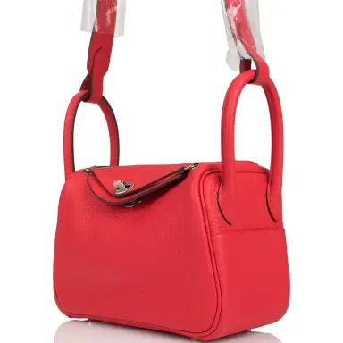 HERMÈS Hermes Rouge de Coeur Clemence Mini Lindy Palladium Hardware | Thumbnail 2 HERMÈS Hermes Rouge de Coeur Clemence Mini Lindy Palladium Hardware | Thumbnail 2