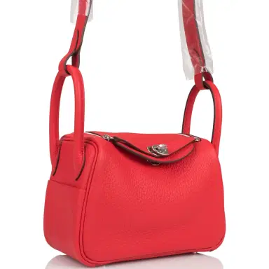HERMÈS Hermes Rouge de Coeur Clemence Mini Lindy Palladium Hardware | Thumbnail 5 HERMÈS Hermes Rouge de Coeur Clemence Mini Lindy Palladium Hardware | Thumbnail 5