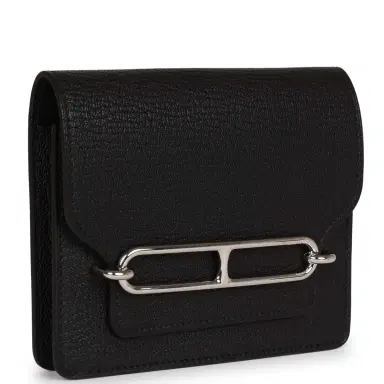 HERMÈS Hermes Roulis Slim Wallet Black Chevre Mysore Palladium Hardware | Thumbnail 2 HERMÈS Hermes Roulis Slim Wallet Black Chevre Mysore Palladium Hardware | Thumbnail 2
