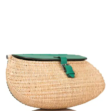 HERMÈS Hermes Vert Vertigo Swift and Osier Wicker Picnic Fishing Bag | Thumbnail 2 HERMÈS Hermes Vert Vertigo Swift and Osier Wicker Picnic Fishing Bag | Thumbnail 2