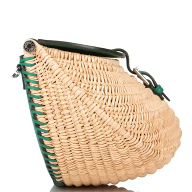 HERMÈS Hermes Vert Vertigo Swift and Osier Wicker Picnic Fishing Bag | Thumbnail 3 HERMÈS Hermes Vert Vertigo Swift and Osier Wicker Picnic Fishing Bag | Thumbnail 3