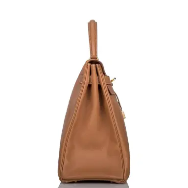 HERMÈS Hermes Vintage Gold Courchevel Retourne Kelly 35cm Gold Hardware (Preloved - Excellent) | Thumbnail 3 HERMÈS Hermes Vintage Gold Courchevel Retourne Kelly 35cm Gold Hardware (Preloved - Excellent) | Thumbnail 3