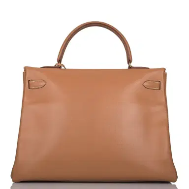 HERMÈS Hermes Vintage Gold Courchevel Retourne Kelly 35cm Gold Hardware (Preloved - Excellent) | Thumbnail 4 HERMÈS Hermes Vintage Gold Courchevel Retourne Kelly 35cm Gold Hardware (Preloved - Excellent) | Thumbnail 4