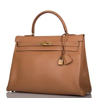 HERMÈS Hermes Vintage Gold Courchevel Retourne Kelly 35cm Gold Hardware (Preloved - Excellent) | Thumbnail 5 HERMÈS Hermes Vintage Gold Courchevel Retourne Kelly 35cm Gold Hardware (Preloved - Excellent) | Thumbnail 5