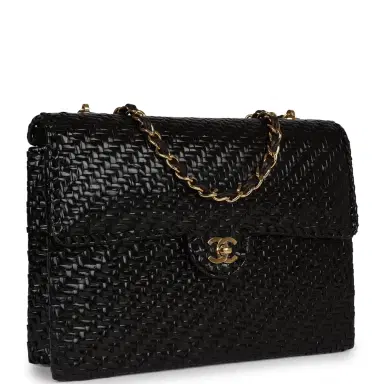 Chanel Vintage Chanel Flap Bag Black Wicker Gold Hardware | Thumbnail 2 Chanel Vintage Chanel Flap Bag Black Wicker Gold Hardware | Thumbnail 2