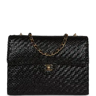 Chanel Vintage Chanel Flap Bag Black Wicker Gold Hardware | Thumbnail 1 Chanel Vintage Chanel Flap Bag Black Wicker Gold Hardware | Thumbnail 1
