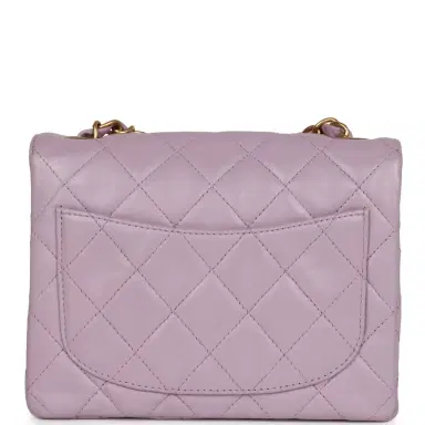 Chanel Vintage Chanel Mini Square Flap Bag Light Purple Lambskin Matte Gold Hardware | Thumbnail 4 Chanel Vintage Chanel Mini Square Flap Bag Light Purple Lambskin Matte Gold Hardware | Thumbnail 4