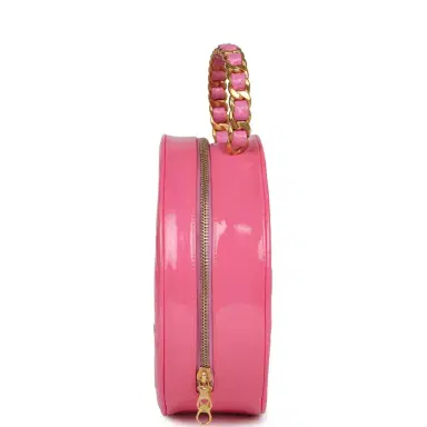 Chanel Vintage Chanel Round Vanity Bag Pink and Black Patent Leather Antique Gold Hardware | Thumbnail 6 Chanel Vintage Chanel Round Vanity Bag Pink and Black Patent Leather Antique Gold Hardware | Thumbnail 6