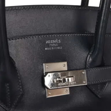 HERMÈS Vintage Hermes Birkin 35 Bleu Navy Box Palladium Hardware | Thumbnail 7 HERMÈS Vintage Hermes Birkin 35 Bleu Navy Box Palladium Hardware | Thumbnail 7