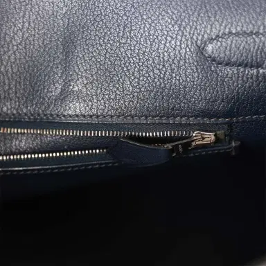 HERMÈS Vintage Hermes Birkin 35 Bleu Navy Box Palladium Hardware | Thumbnail 9 HERMÈS Vintage Hermes Birkin 35 Bleu Navy Box Palladium Hardware | Thumbnail 9
