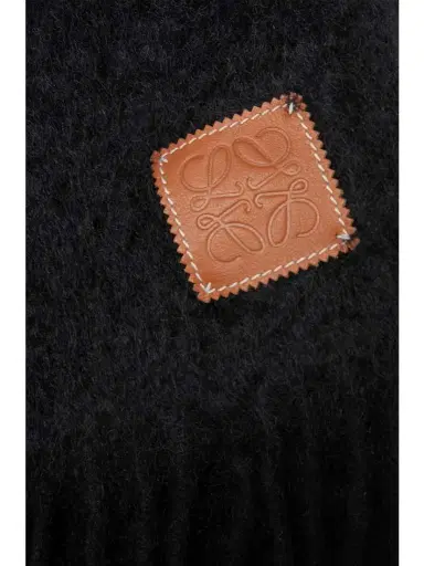 Loewe Fringed Leather-trimmed Mohair-blend Scarf | Thumbnail 3 Loewe Fringed Leather-trimmed Mohair-blend Scarf | Thumbnail 3