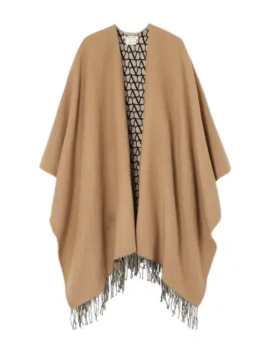 Valentino Garavani Fringed Wool, Silk And Cashmere-blend Poncho | Thumbnail 1 Valentino Garavani Fringed Wool, Silk And Cashmere-blend Poncho | Thumbnail 1