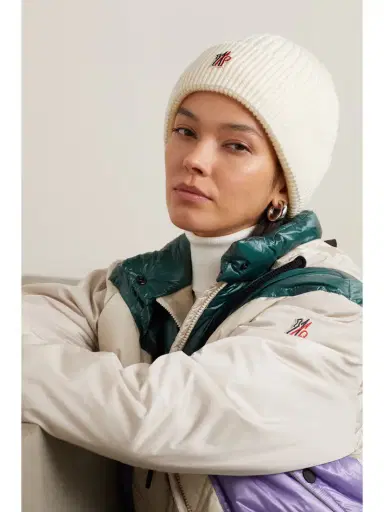 Moncler Grenoble Appliqued Padded Ribbed Wool Beanie | Thumbnail 2 Moncler Grenoble Appliqued Padded Ribbed Wool Beanie | Thumbnail 2