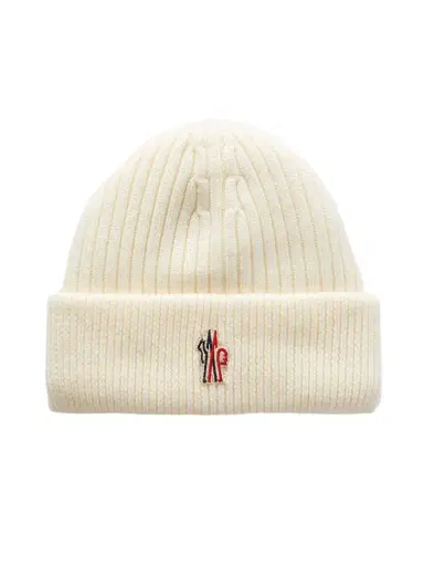 Moncler Grenoble Appliqued Padded Ribbed Wool Beanie | Thumbnail 1 Moncler Grenoble Appliqued Padded Ribbed Wool Beanie | Thumbnail 1