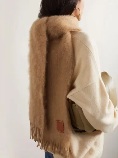Loewe Appliquéd Fringed Mohair-blend Scarf | Thumbnail 2 Loewe Appliquéd Fringed Mohair-blend Scarf | Thumbnail 2