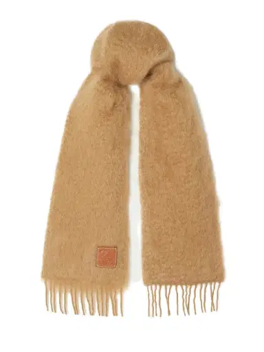 Loewe Appliquéd Fringed Mohair-blend Scarf | Thumbnail 1 Loewe Appliquéd Fringed Mohair-blend Scarf | Thumbnail 1