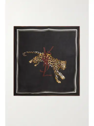 Saint Laurent Printed Modal And Cashmere-blend Scarf | Thumbnail 4 Saint Laurent Printed Modal And Cashmere-blend Scarf | Thumbnail 4