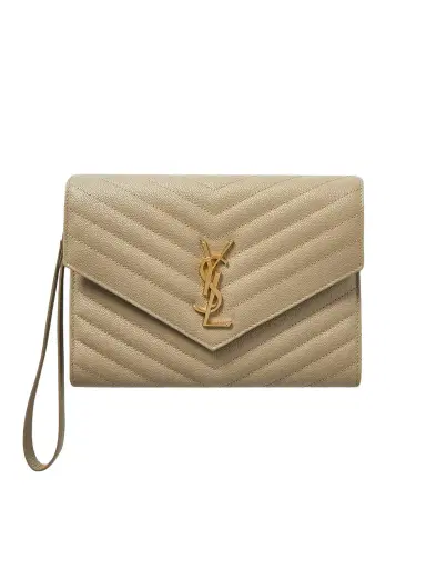Saint Laurent Monogramme Quilted Textured-leather Pouch | Thumbnail 1 Saint Laurent Monogramme Quilted Textured-leather Pouch | Thumbnail 1