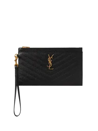 Saint Laurent Monogramme Quilted Textured-leather Pouch | Thumbnail 1 Saint Laurent Monogramme Quilted Textured-leather Pouch | Thumbnail 1