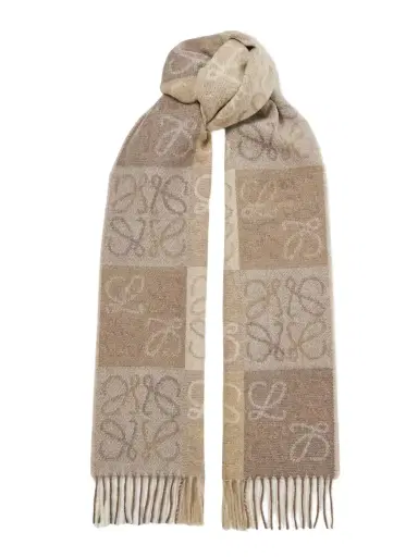 Loewe Fringed Intarsia Wool And Cashmere-blend Scarf | Thumbnail 1 Loewe Fringed Intarsia Wool And Cashmere-blend Scarf | Thumbnail 1