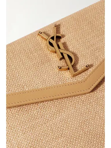 Saint Laurent Uptown Leather-trimmed Raffia Pouch | Thumbnail 4 Saint Laurent Uptown Leather-trimmed Raffia Pouch | Thumbnail 4