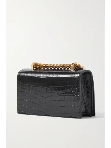 McQueen Jewelled Satchel Mini Embellished Croc-effect Leather Shoulder Bag | Thumbnail 3 McQueen Jewelled Satchel Mini Embellished Croc-effect Leather Shoulder Bag | Thumbnail 3