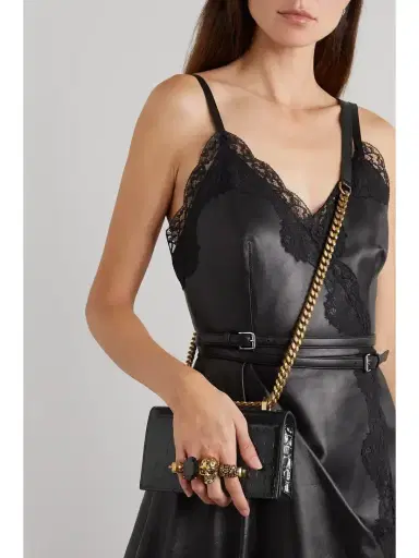 McQueen Jewelled Satchel Mini Embellished Croc-effect Leather Shoulder Bag | Thumbnail 6 McQueen Jewelled Satchel Mini Embellished Croc-effect Leather Shoulder Bag | Thumbnail 6