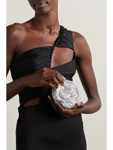 Judith Leiber Couture Rose Desiree Crystal-embellished Silver-tone Clutch | Thumbnail 2 Judith Leiber Couture Rose Desiree Crystal-embellished Silver-tone Clutch | Thumbnail 2