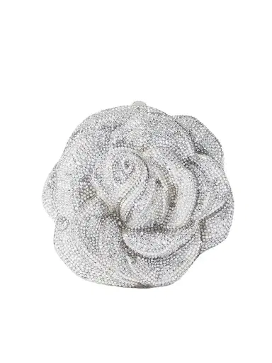 Judith Leiber Couture Rose Desiree Crystal-embellished Silver-tone Clutch | Thumbnail 1 Judith Leiber Couture Rose Desiree Crystal-embellished Silver-tone Clutch | Thumbnail 1