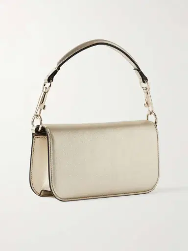 Valentino Garavani Locò Swarovski Small Crystal-embellished Metallic Leather Shoulder Bag | Thumbnail 3 Valentino Garavani Locò Swarovski Small Crystal-embellished Metallic Leather Shoulder Bag | Thumbnail 3