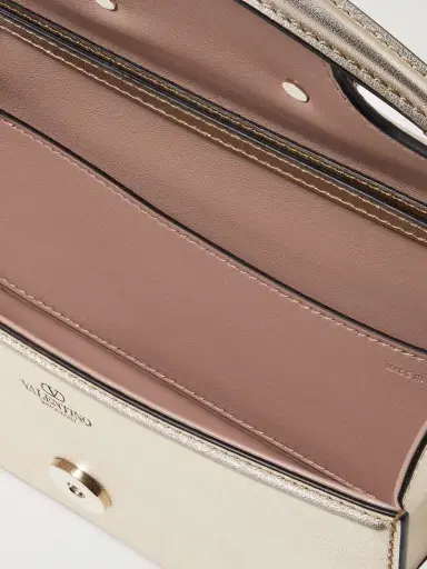 Valentino Garavani Locò Swarovski Small Crystal-embellished Metallic Leather Shoulder Bag | Thumbnail 5 Valentino Garavani Locò Swarovski Small Crystal-embellished Metallic Leather Shoulder Bag | Thumbnail 5