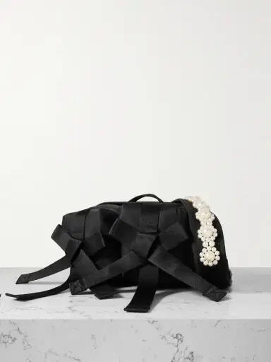 Simone Rocha Bow And Pearl-like Embellished Shell Belt Bag | Thumbnail 1 Simone Rocha Bow And Pearl-like Embellished Shell Belt Bag | Thumbnail 1