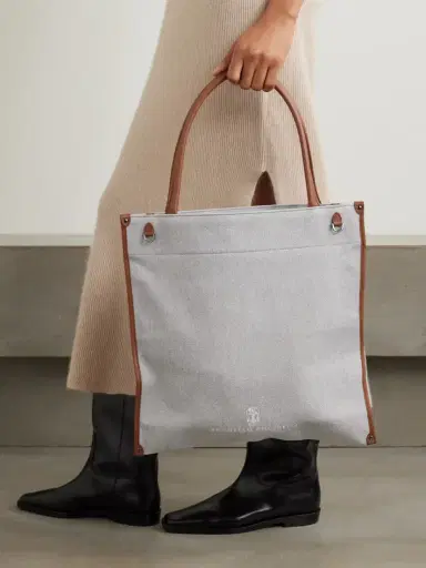 Brunello Cucinelli Leather-trimmed Canvas Tote | Thumbnail 2 Brunello Cucinelli Leather-trimmed Canvas Tote | Thumbnail 2