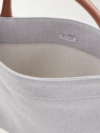 Brunello Cucinelli Leather-trimmed Canvas Tote | Thumbnail 5 Brunello Cucinelli Leather-trimmed Canvas Tote | Thumbnail 5