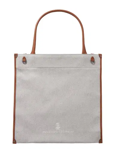 Brunello Cucinelli Leather-trimmed Canvas Tote | Thumbnail 1 Brunello Cucinelli Leather-trimmed Canvas Tote | Thumbnail 1