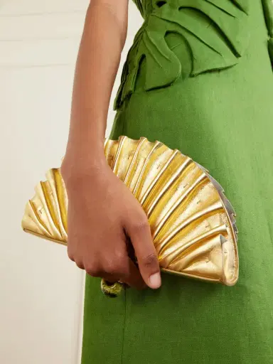 Cult Gaia Nala Ruched Metallic Leather Clutch | Thumbnail 2 Cult Gaia Nala Ruched Metallic Leather Clutch | Thumbnail 2