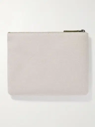 Brunello Cucinelli Embroidered Leather-trimmed Cotton And Linen-blend Tweed Pouch | Thumbnail 3 Brunello Cucinelli Embroidered Leather-trimmed Cotton And Linen-blend Tweed Pouch | Thumbnail 3