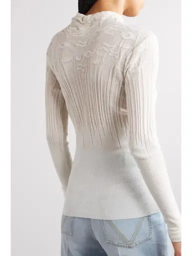 Bottega Veneta Ribbed Pointelle-knit Cotton-blend Sweater | Thumbnail 4 Bottega Veneta Ribbed Pointelle-knit Cotton-blend Sweater | Thumbnail 4