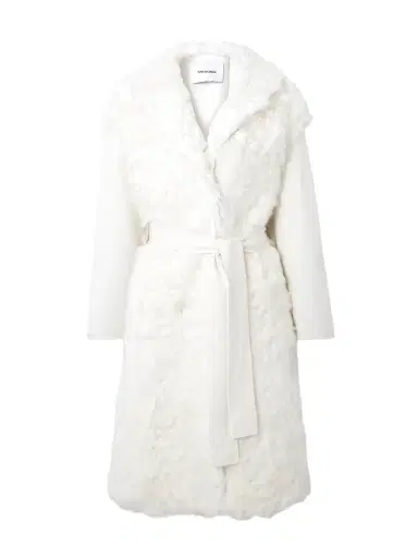 Yves Salomon Belted Shearling Coat - Ivory | Thumbnail 1 Yves Salomon Belted Shearling Coat - Ivory | Thumbnail 1