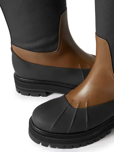 Loro Piana Regent Fishing Leather And Coated-canvas Rain Boots | Thumbnail 4 Loro Piana Regent Fishing Leather And Coated-canvas Rain Boots | Thumbnail 4