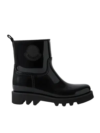 Moncler Ginette Logo-appliquéd Glossed-rubber Rain Boots - Black | Thumbnail 1 Moncler Ginette Logo-appliquéd Glossed-rubber Rain Boots - Black | Thumbnail 1