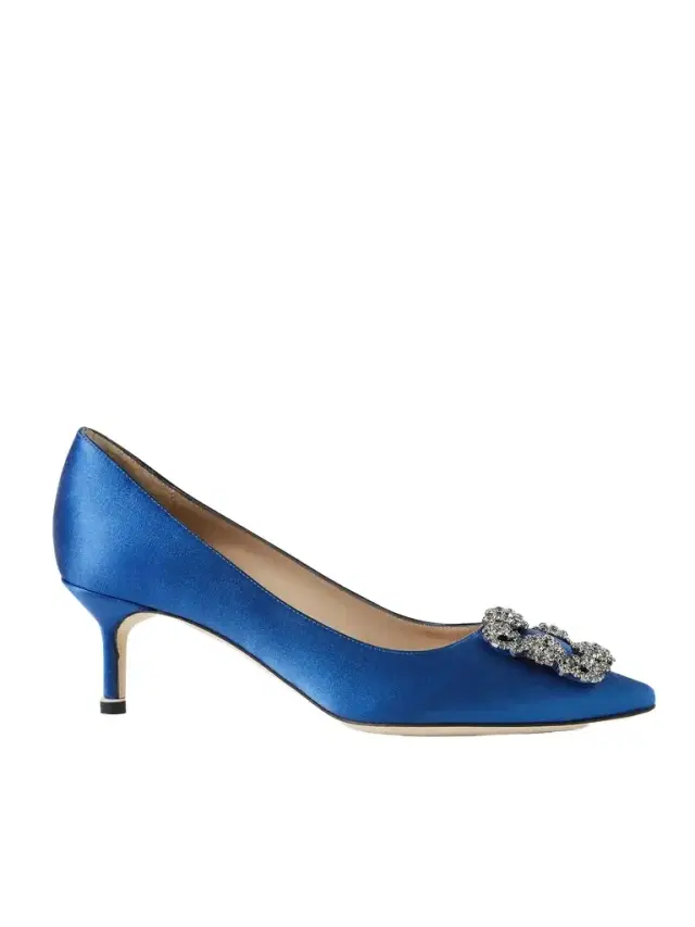 Hangisi 50 Embellished Satin Pumps - Blue Hangisi 50 Embellished Satin Pumps - Blue