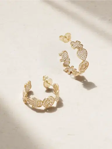 Sydney Evan Medium Icon 14-karat Gold Diamond Hoop Earrings | Thumbnail 1 Sydney Evan Medium Icon 14-karat Gold Diamond Hoop Earrings | Thumbnail 1