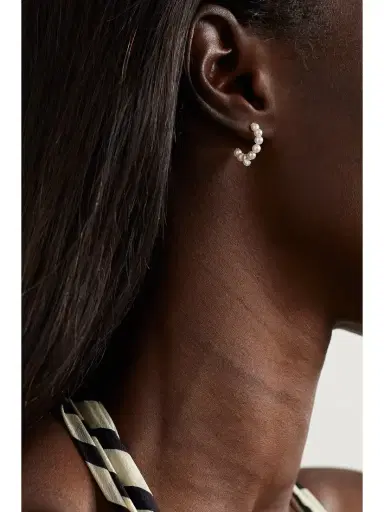 Mizuki 14-karat Gold, Pearl And Diamond Hoop Earrings | Thumbnail 2 Mizuki 14-karat Gold, Pearl And Diamond Hoop Earrings | Thumbnail 2