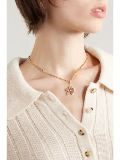 Sydney Evan Large Plumeria 14-karat Gold Diamond And Sapphire Necklace | Thumbnail 2 Sydney Evan Large Plumeria 14-karat Gold Diamond And Sapphire Necklace | Thumbnail 2