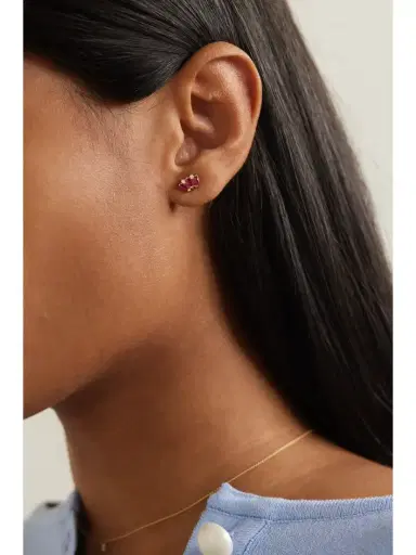 STONE AND STRAND 10-karat Gold, Ruby And Diamond Single Earring | Thumbnail 2 STONE AND STRAND 10-karat Gold, Ruby And Diamond Single Earring | Thumbnail 2
