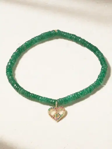 Sydney Evan Small Peace Heart 14-karat Gold Multi-stone Bracelet | Thumbnail 1 Sydney Evan Small Peace Heart 14-karat Gold Multi-stone Bracelet | Thumbnail 1